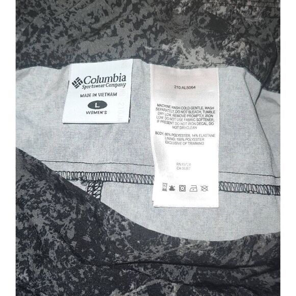Columbia Skirt Womens Large Black Grey Print Bound Around Mini Wrap Zip Pocket A - Picture 5 of 8